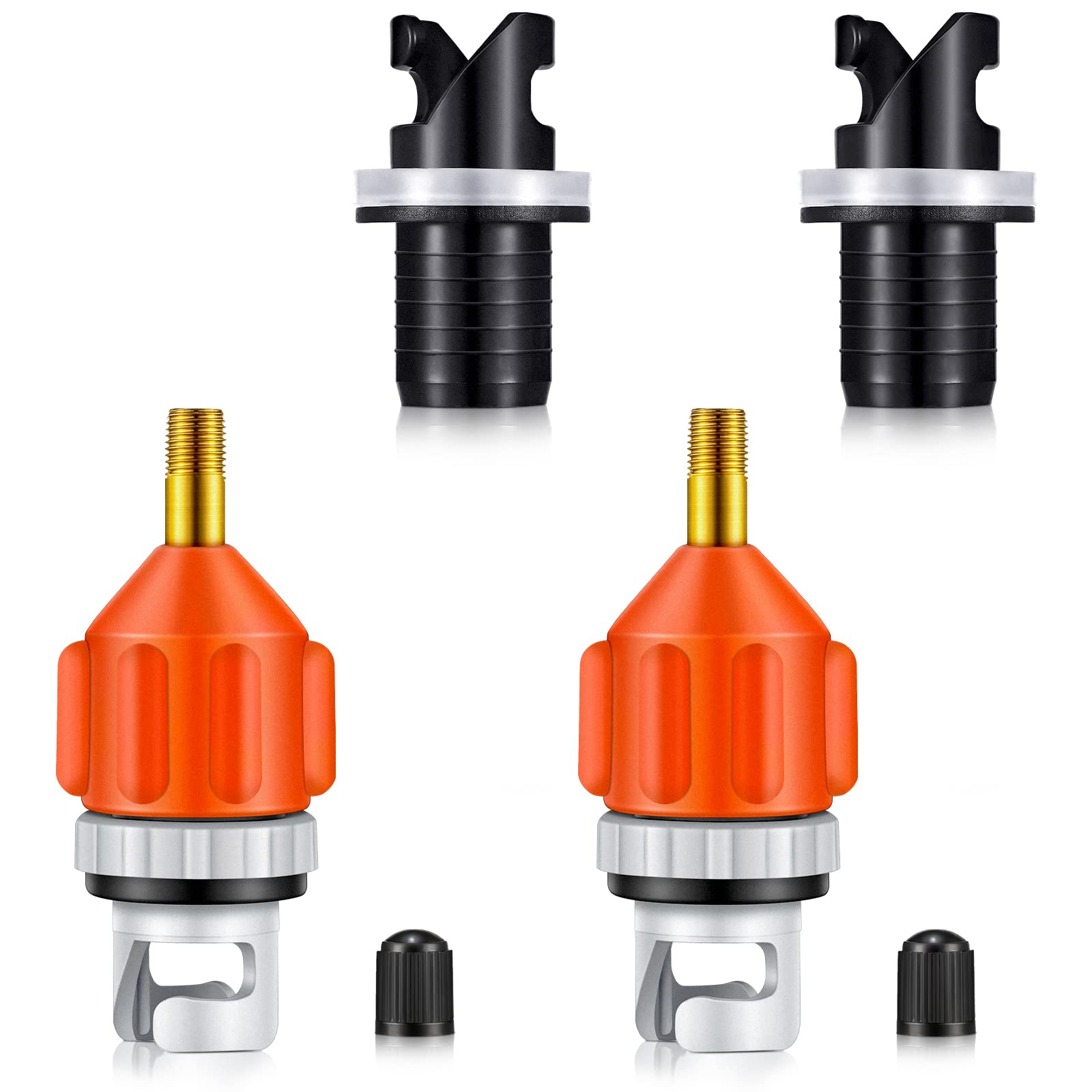 4 Pcs Inflatable Boat SUP Pump Adaptor Air Valve Adapter Set Conventional Air Pump Converter Compressor Paddle Board Pump Adapter Connector for Inflatable Kayak Foot Pump Stand