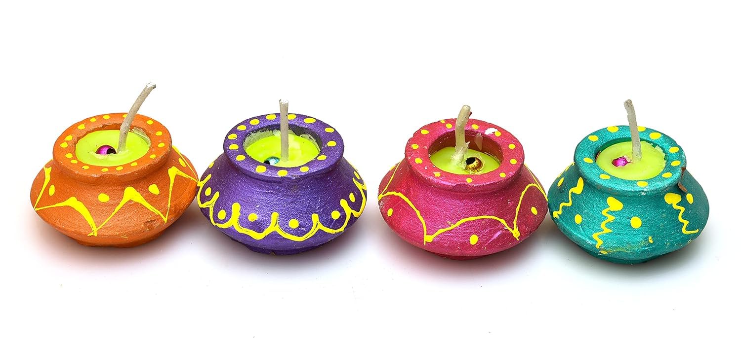 Magic Providers Premium Handicraft Clay Matki Diya Candles Set Decoration Light Handmade Matki Candles Tealight Diyas Diwali Gift Set Wax Clay Candles for Diwali Decorations Items for Home (Set of 10) 1
