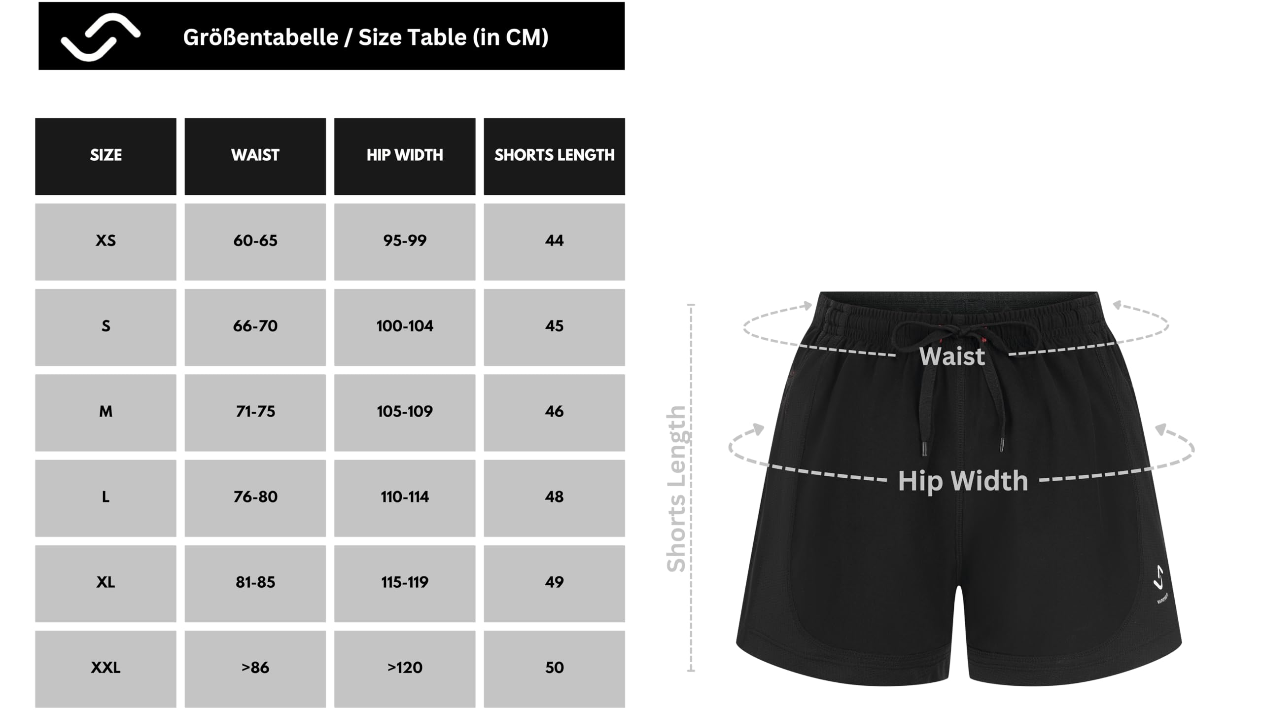 2-in-1 Laufshorts mit Innenhose & Handytasche, Antirutsch Bund, Atmungsaktive Laufhose kurz schwarz