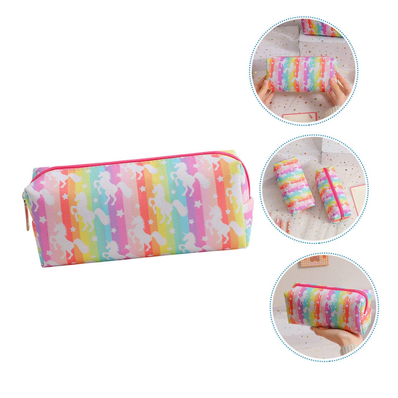 NUOBESTY 4 Piezas Bolsa de Almacenamiento de papelería Bolsas de Almacenamiento para Viajar Bolsas de Maquillaje de Viaje contenedor de lápices con patrón de Unicornio Estuche