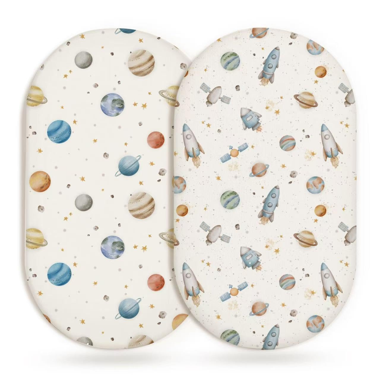 Bassinet Sheets, Fitted Baby Mattress Covers, 33" x 17", Stellar Adventure