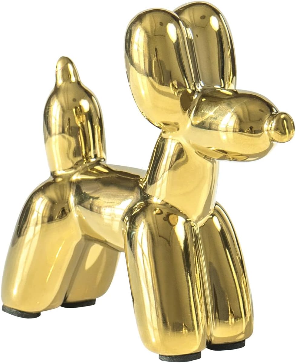 Notakia Cute Ceramics Balloon Dog Statue Crafts Gold Living Room Desktop Decorations,Handmade Modern Small Ceramic Animal Statue Ornament Gold Home Decor Accents