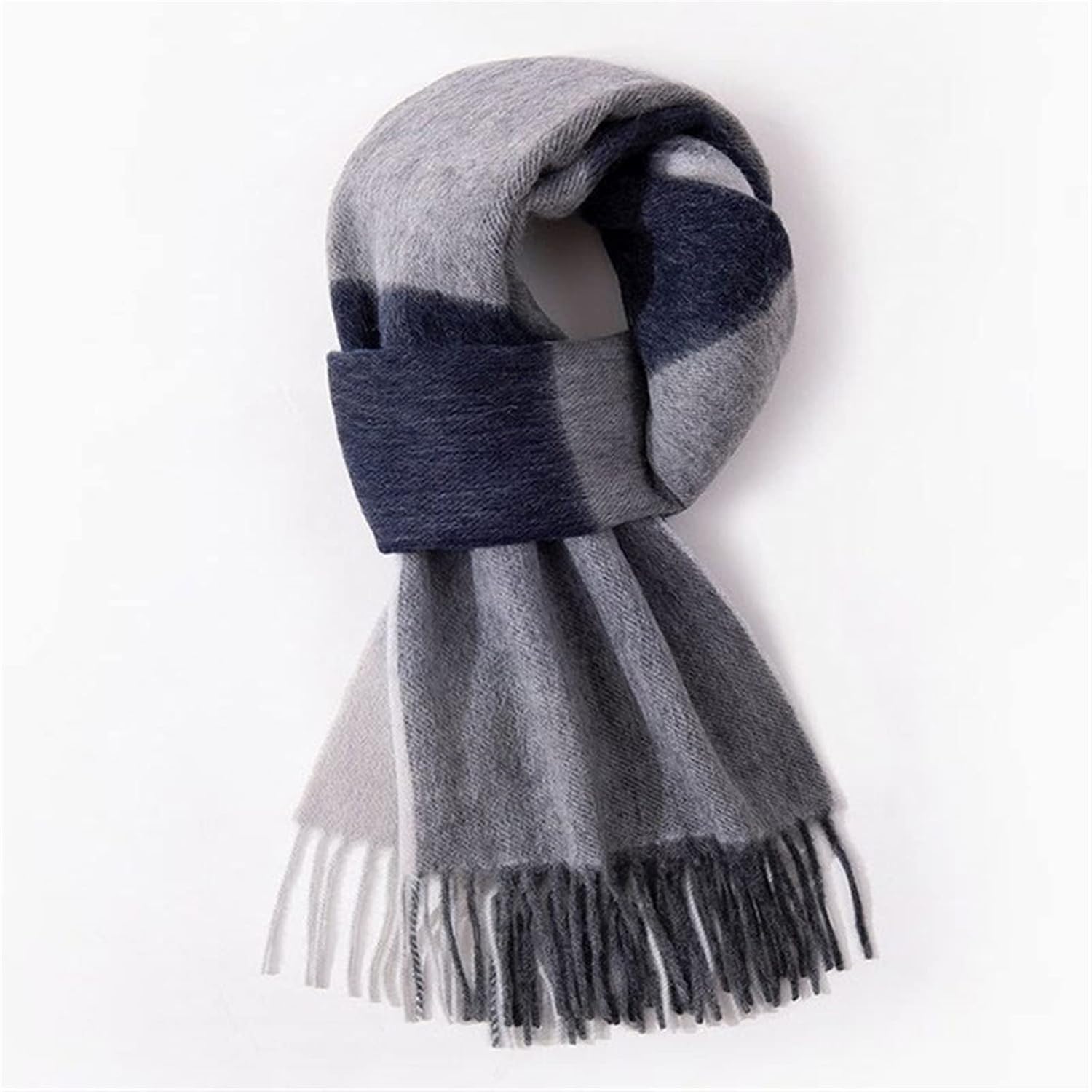 (of Long Hair) Trail Over One's Shoulders Men Winter Warm Neck Scarves Classic Business Scarf Shawls Striped Plaid Wool Scarf Shawls(D397)
