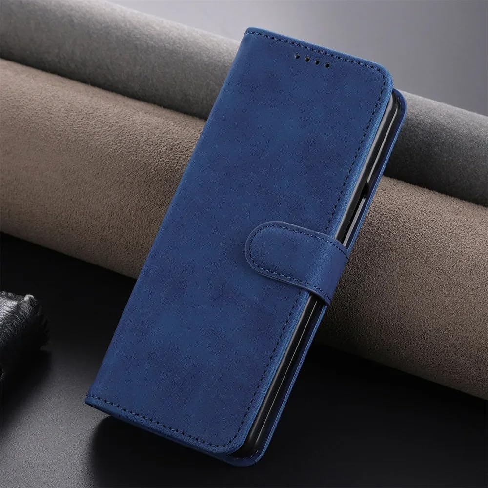 Funda de Cuero con Tapa para Samsung Galaxy Z Fold 5, 4, 3, Fold5, Fold4, Fold3, 5G, Color Azul, para Samsung Galaxy Z Fold3