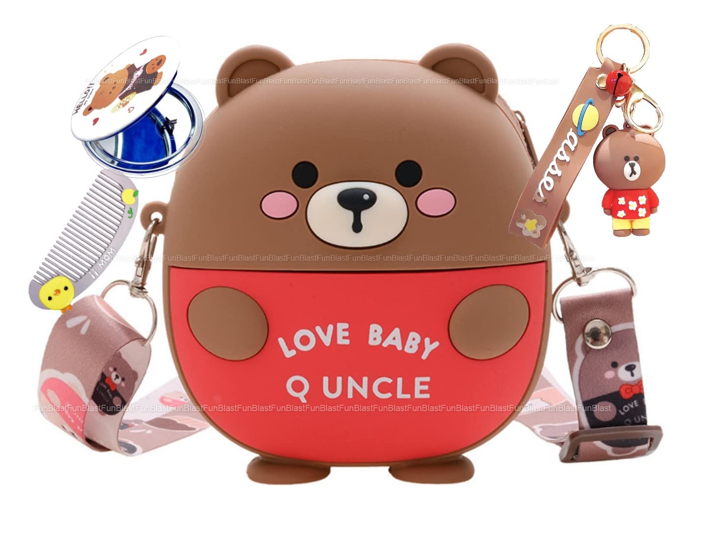 FunBlast Silicone Sling Bag for Girls – Purse for Girls, Side Bag for Girls, Coin Bag, Purse, Cross Body Purse with Adjustable Strap and Cute Key Ring, Korean Bag (Assorted Color)