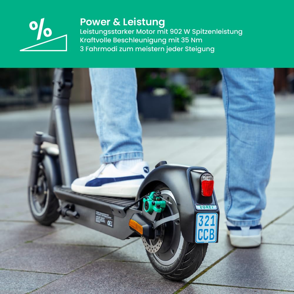 Egret Ey! Serie E-Scooter mit Straßenzulassung | Bis zu 65Km Reichweite und 1520 Watt Peak, 20km/h, Luftreifen, Dual Bremsen, App (Wählbar Ey! 1, Ey! 2, Ey! 3, Ey! 6, Ey! 7)