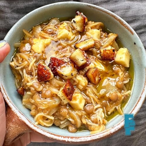 Understated Lentils & Halloumi with Amber Guiness