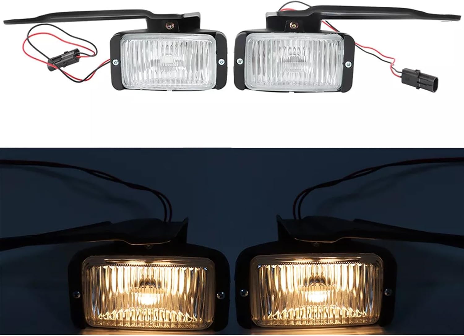 Bumper Fog Lights with Bulbs Assembly 1988-1997 Compatible with Chevrolet GMC C/K, For 1982-1991 GMC S15, For 1982-1997 Chevy S10 Fog Light Replacement Pair, GM2592106 GM2593106