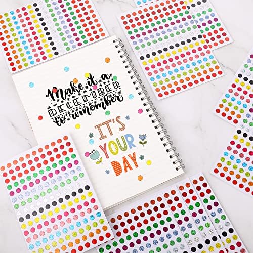 Prasacco 7040 Pieces Sparkle Round Dot Stickers, Glitter Circle Stickers Round Color Coding Labels 1/4" Circle Dot Labels, Colorful Coding Label Sticker for Chart Classroom Office Planner Art DIY