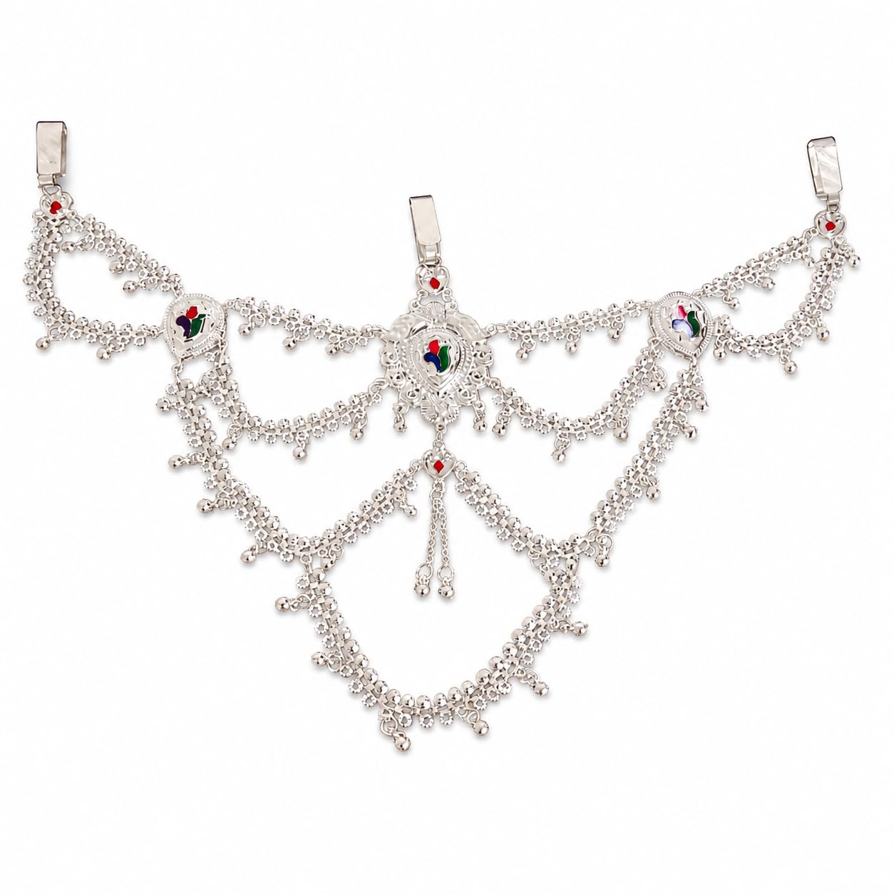 Women Traditional Kamarbandh Waist Chain Stylish Ethnic Elegant Jewelry Accessory SILVER KANDORA 25 Silver-image-19