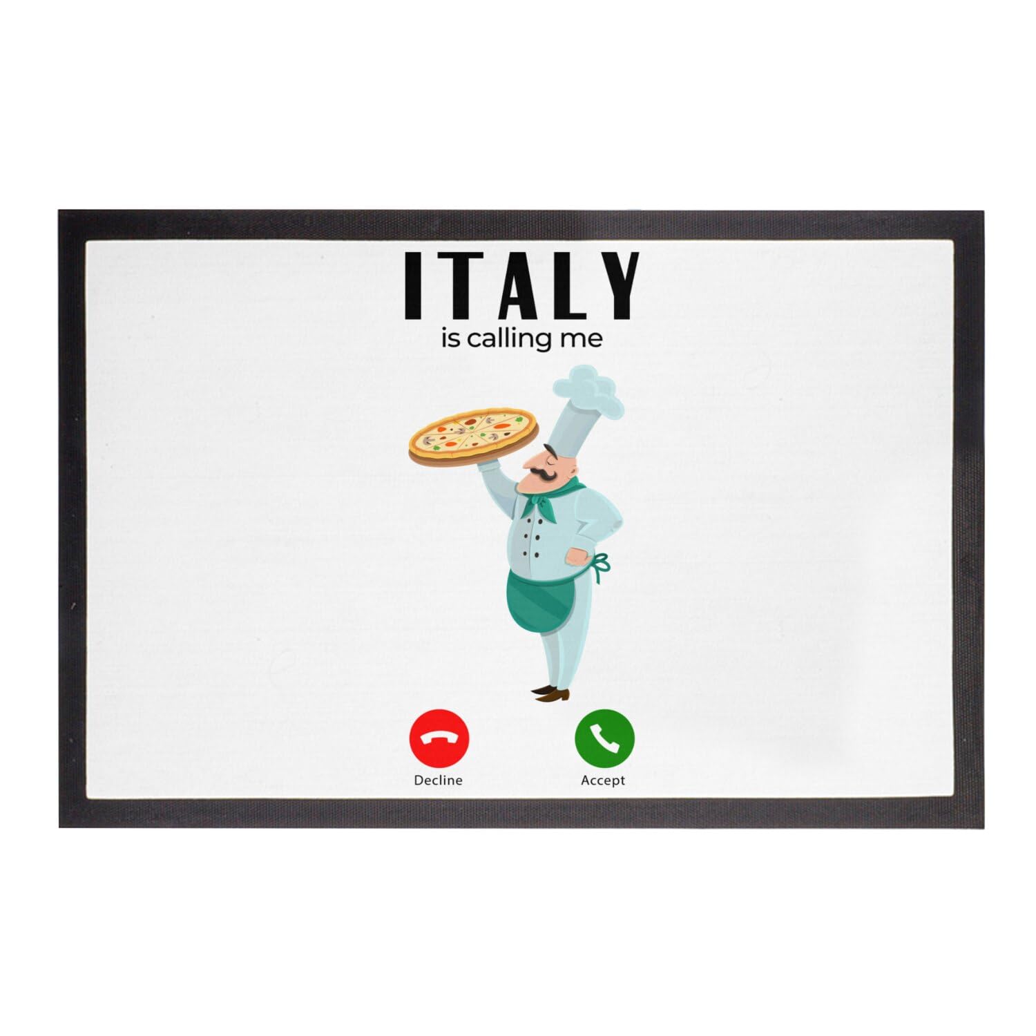 Paillasson Blanc Italy Gastronomy - Tapis Entrée Original Pizza 75x50 cm