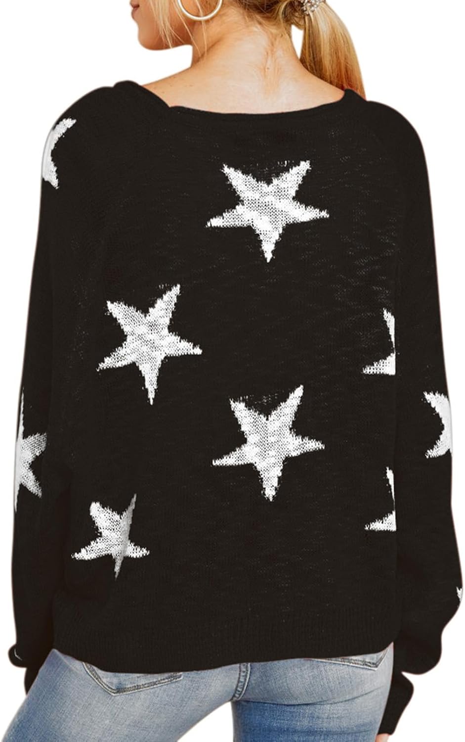 HUUSA Oversized Sweaters for Women Crewneck Tops Knitted Baggy Pullover Sexy See Through Beach Coverups Relaxed Fit - Image 9