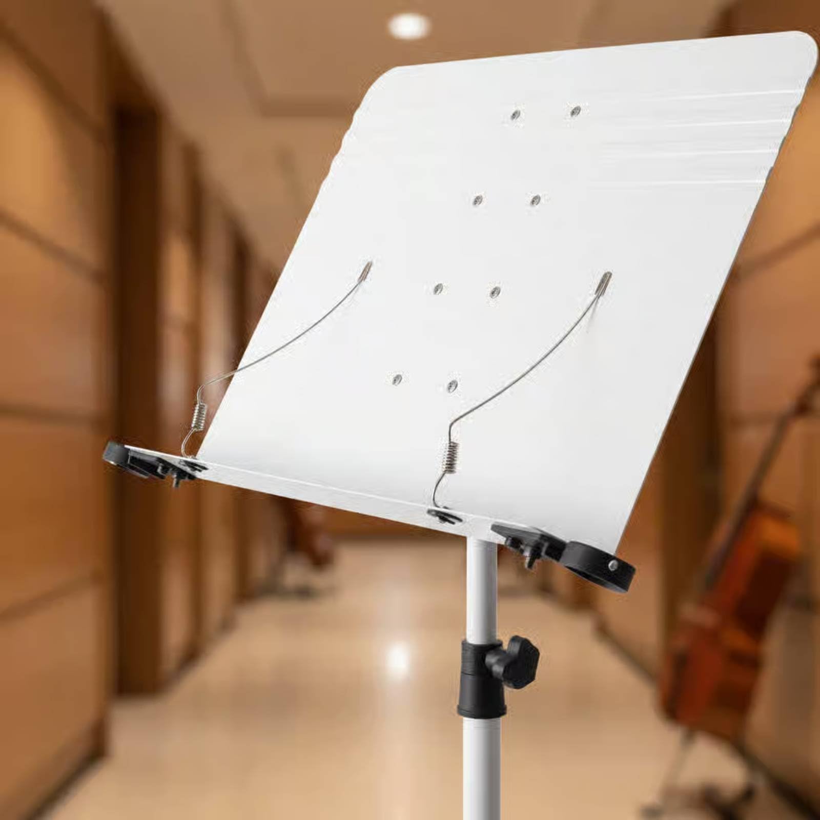 F Fityle Atril de Partituras Plegable Ajustable Soporte de Música Atril Portátil Base de Trípode Estable Materiales de Hierro y Goma Adecuado para Ensayo Clases Escenario Práctica en Casa, Blanco
