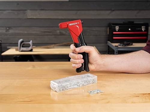 Miniatura 15 de Arrow RT200MKIT Kit de herramientas de remache manual sin cabeza con una sola mano, juego de remachadores manuales para metal, tela, cuero y