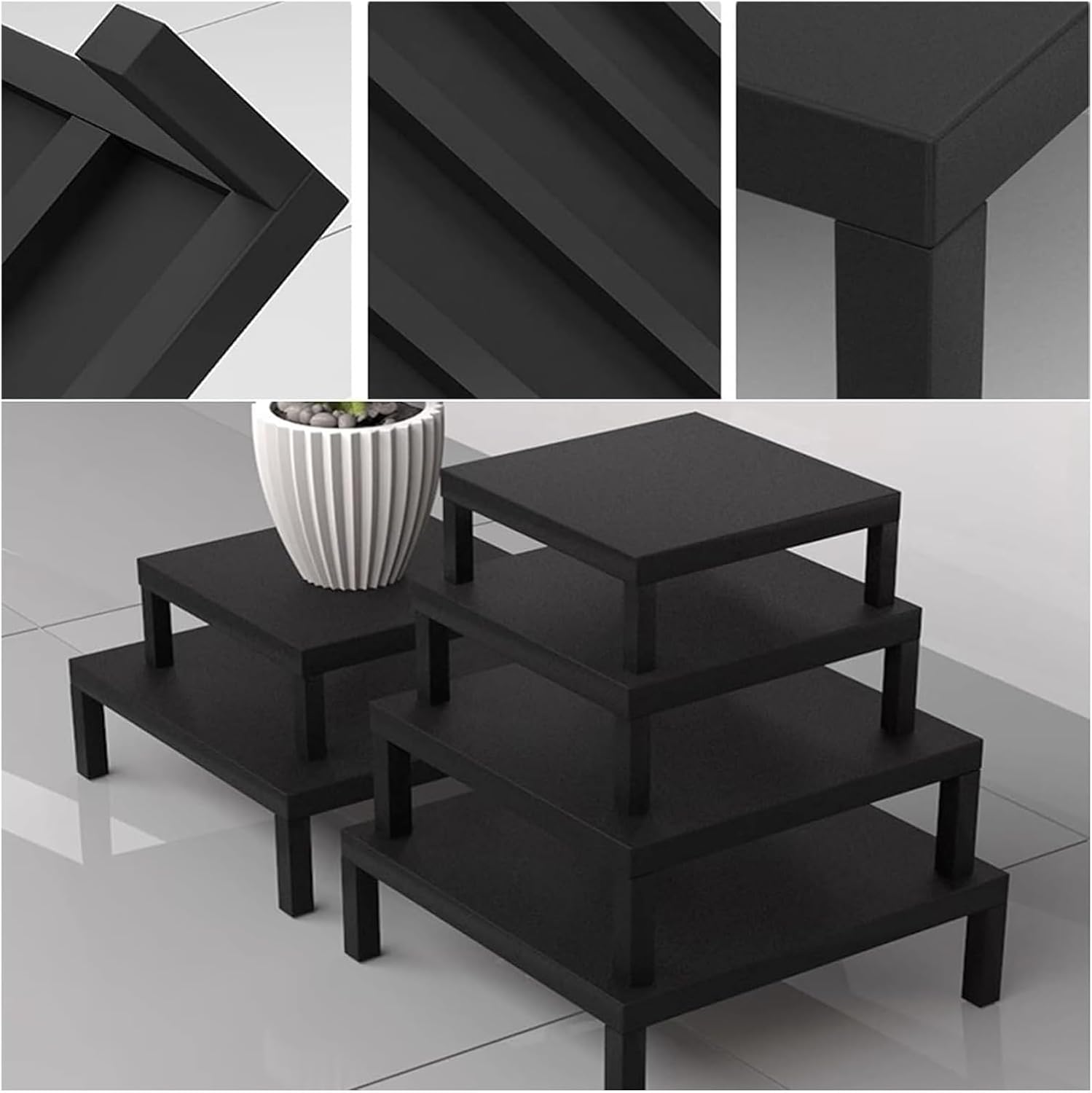 Metal Pallet Cargo Storage Racks, 10cm/20cm Heightening Cookers Base Tray, Furniture Appliances Base Stand for Warehouses Garage Kitchens Shops(Black,30x30x20cm)