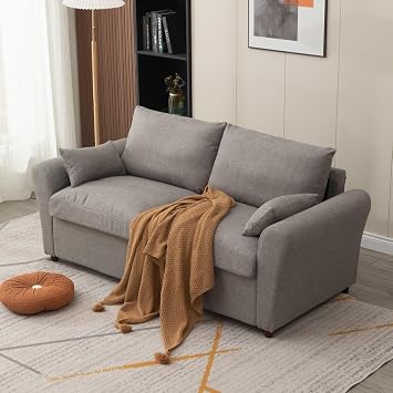 Panana Modern 2 Seater Loveseat Sofa Couch with Storage, Dark Grey or Light Color, Choice of Curved, Sock or Track Arm Design Light Gray, 3 Seater - Track Arms