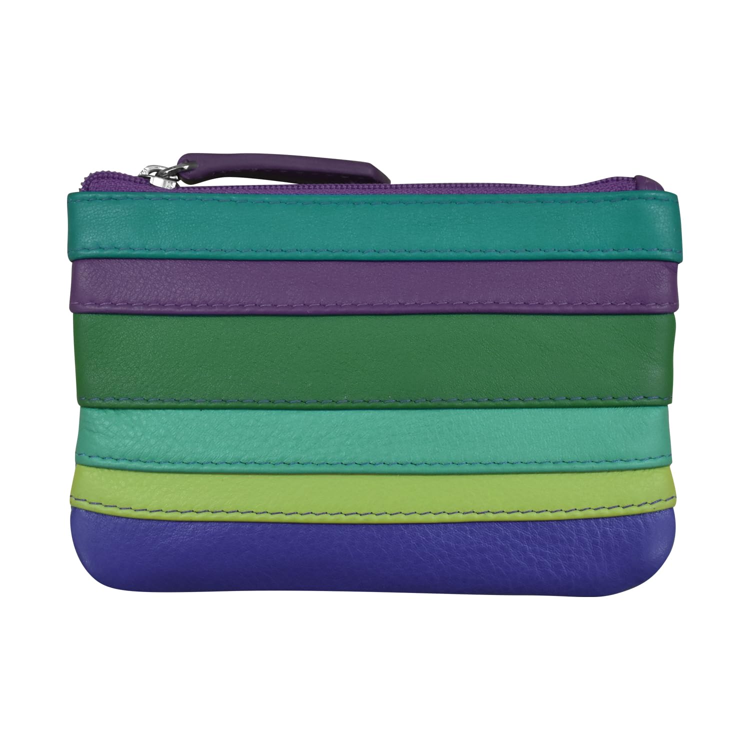 ili New Yorkili New York Mini Leather Coin Purse, Compact Design with Key Ring and RFID Protection for Women and Men in Vibrant Colors, Cool Tropics