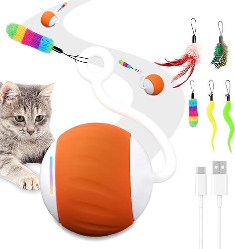 Miniatura 7 de Juguetes para gatos, juguete para gatos Turbo Tail Popper de 2 velocidades, interactivo, ratón, bola de gato, control táctil y control de sonido,