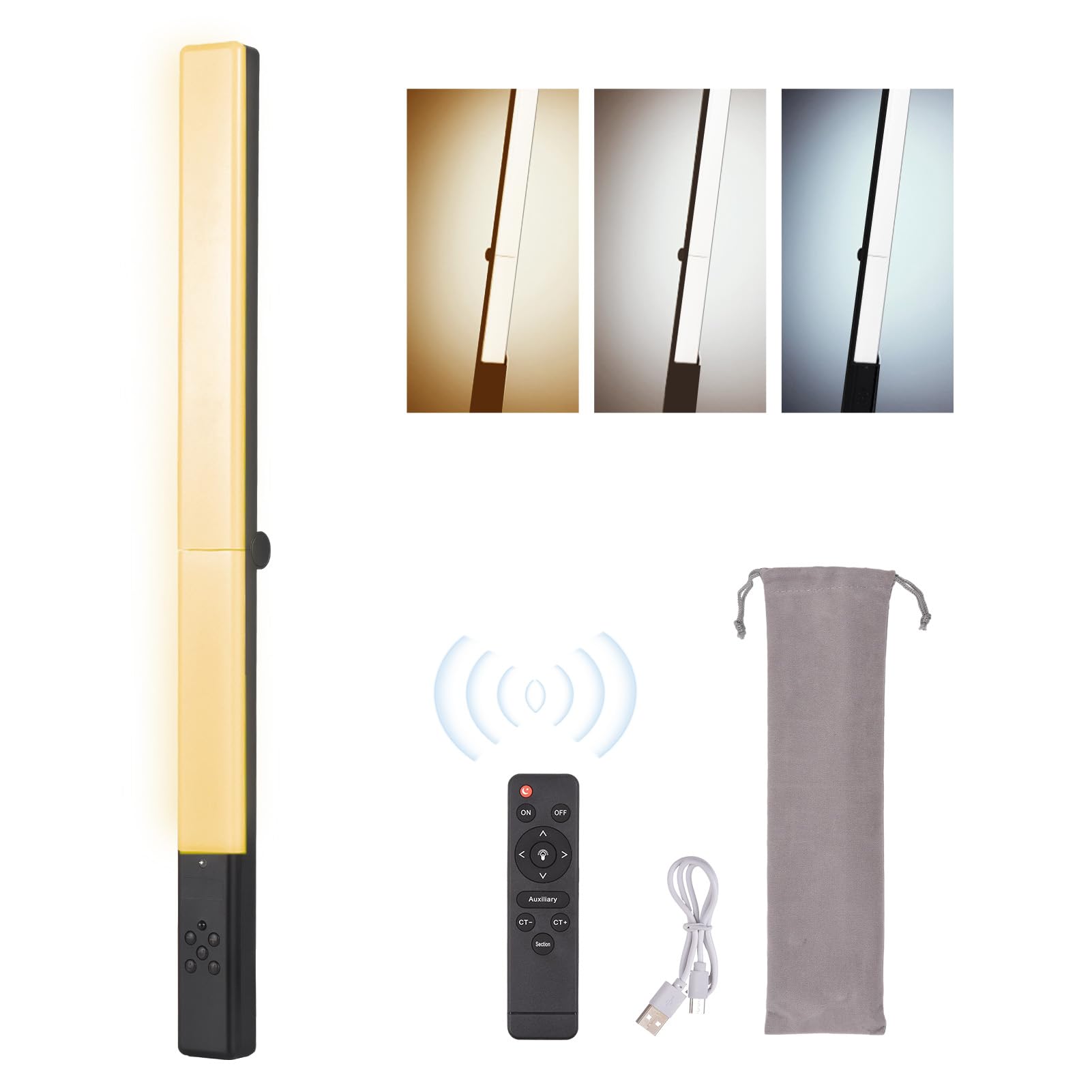 LED-Leuchtstab mit Einstellbarer Farbtemperatur, 20 W, Zweifarbig, Faltbar, USB-betriebener Stableuchte für Online-Unterricht, Webinar-Workshop