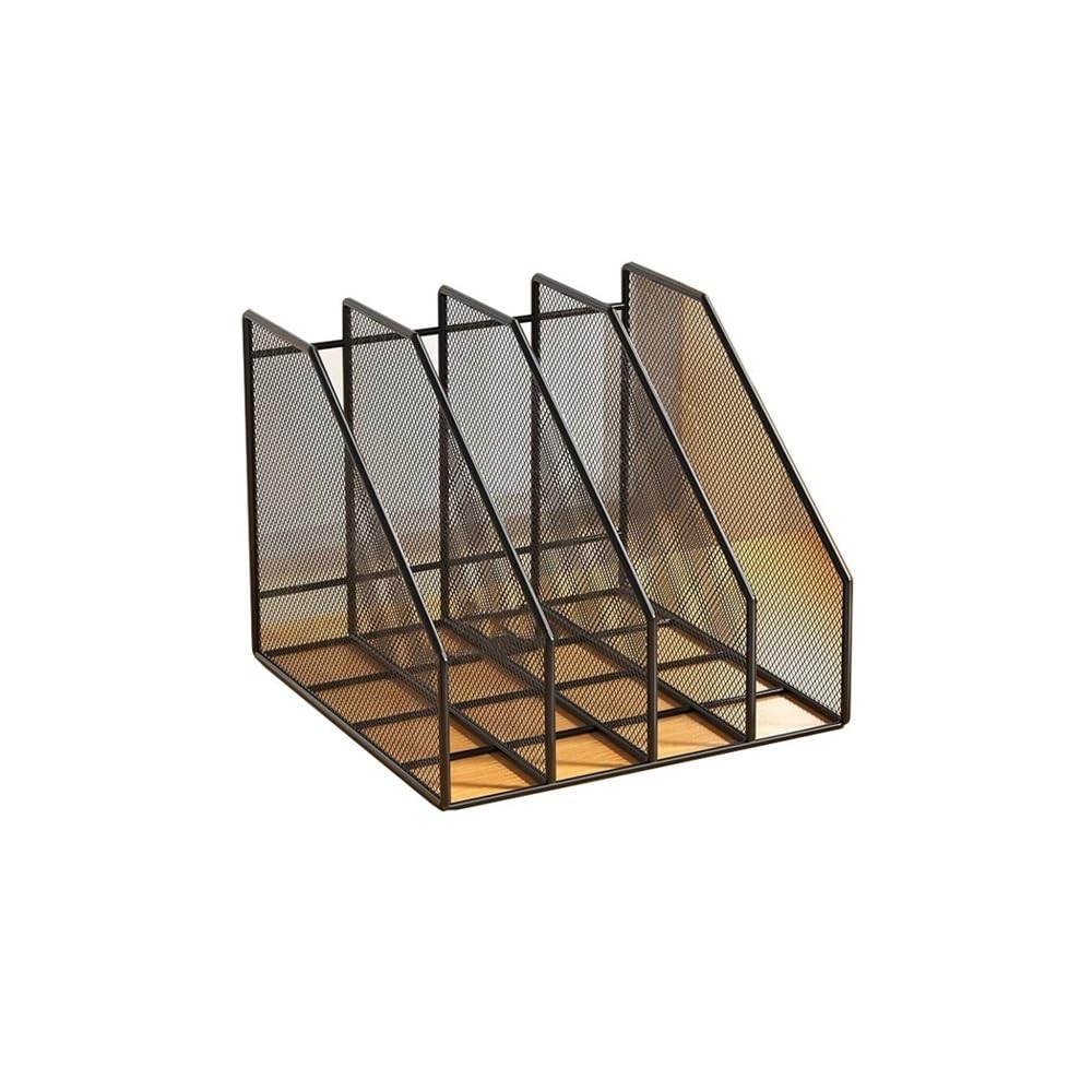 Convenient Metal File Rack Office Desk Shelf Standing Desktop Folder Box Storage(Black)