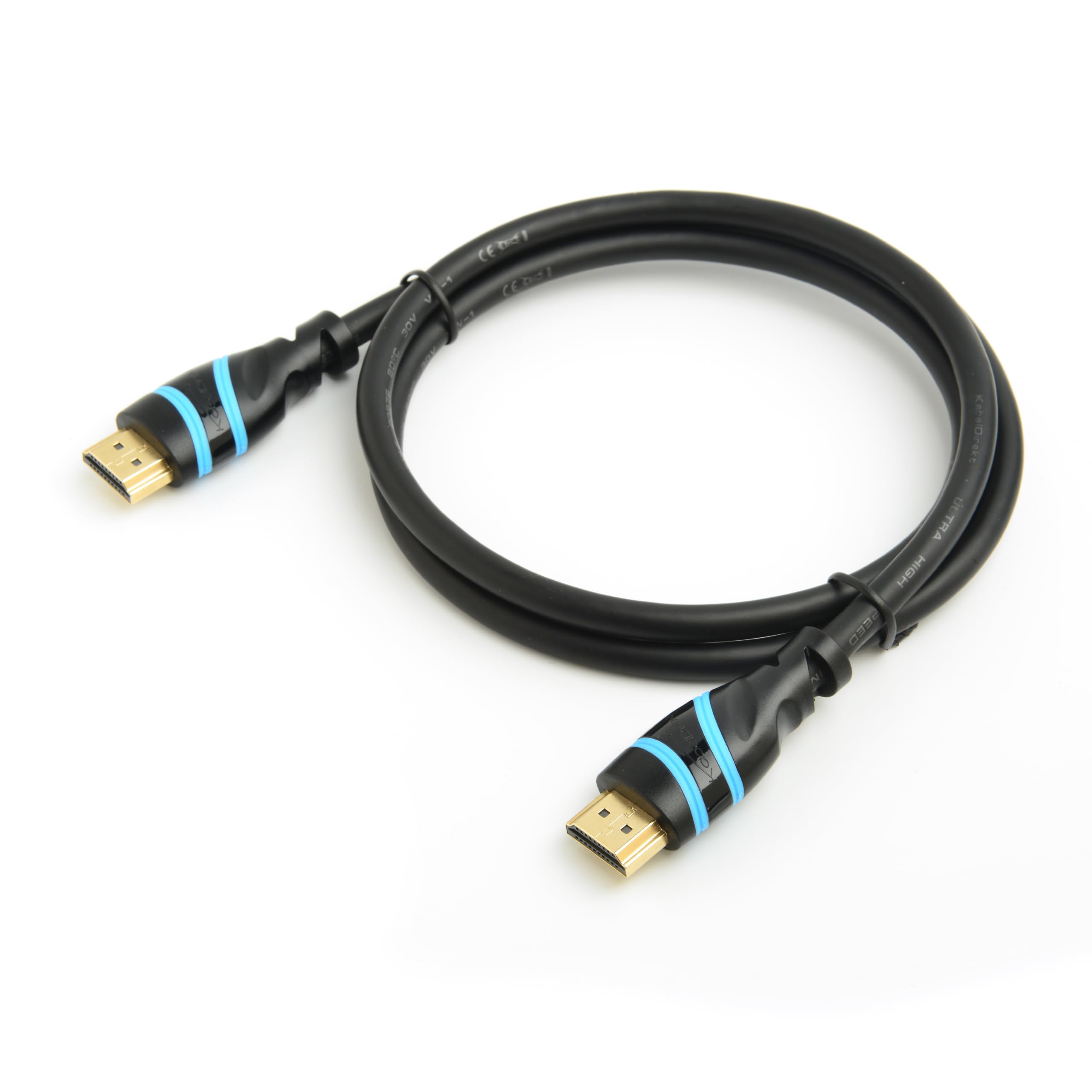 KabelDirekt – Cavo HDMI 2.2 16K & 8K – 2x 2m – Flexcore, nero/blu