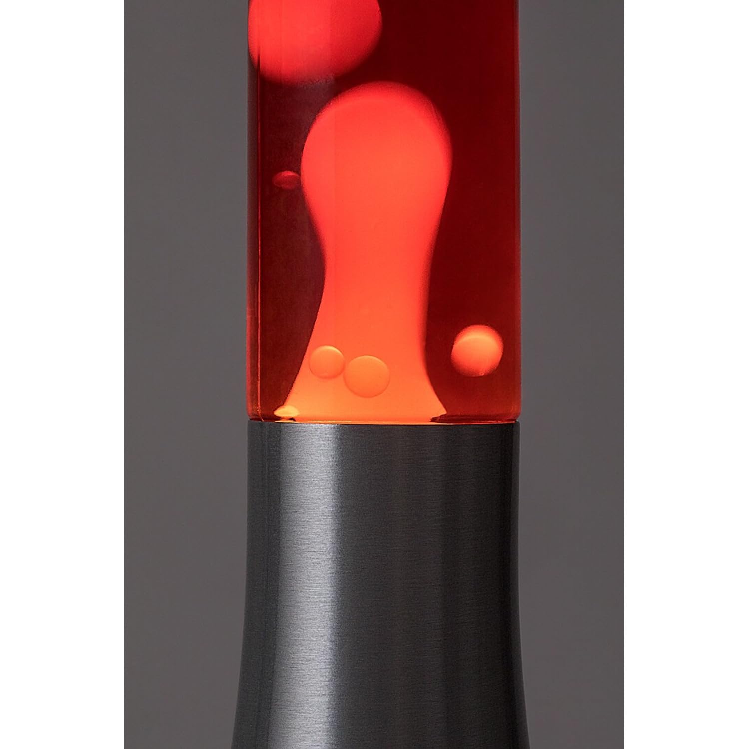 Rabalux Poppilol – Lampe à lave décorative 25W, métal argenté, cire jaune et liquide rouge, effet lumineux apaisant, 3000K, verre transparent, idéal salon chambre