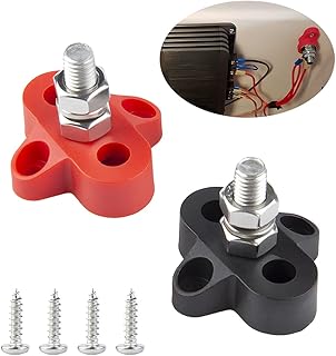zipelo 2Pcs 5/16"Bus Bar, Power Distribution Junction Block Post Positive Negative, M8 48V Terminal Insulated Dual/Single Stud, Car Accessories for Truck RV Boat