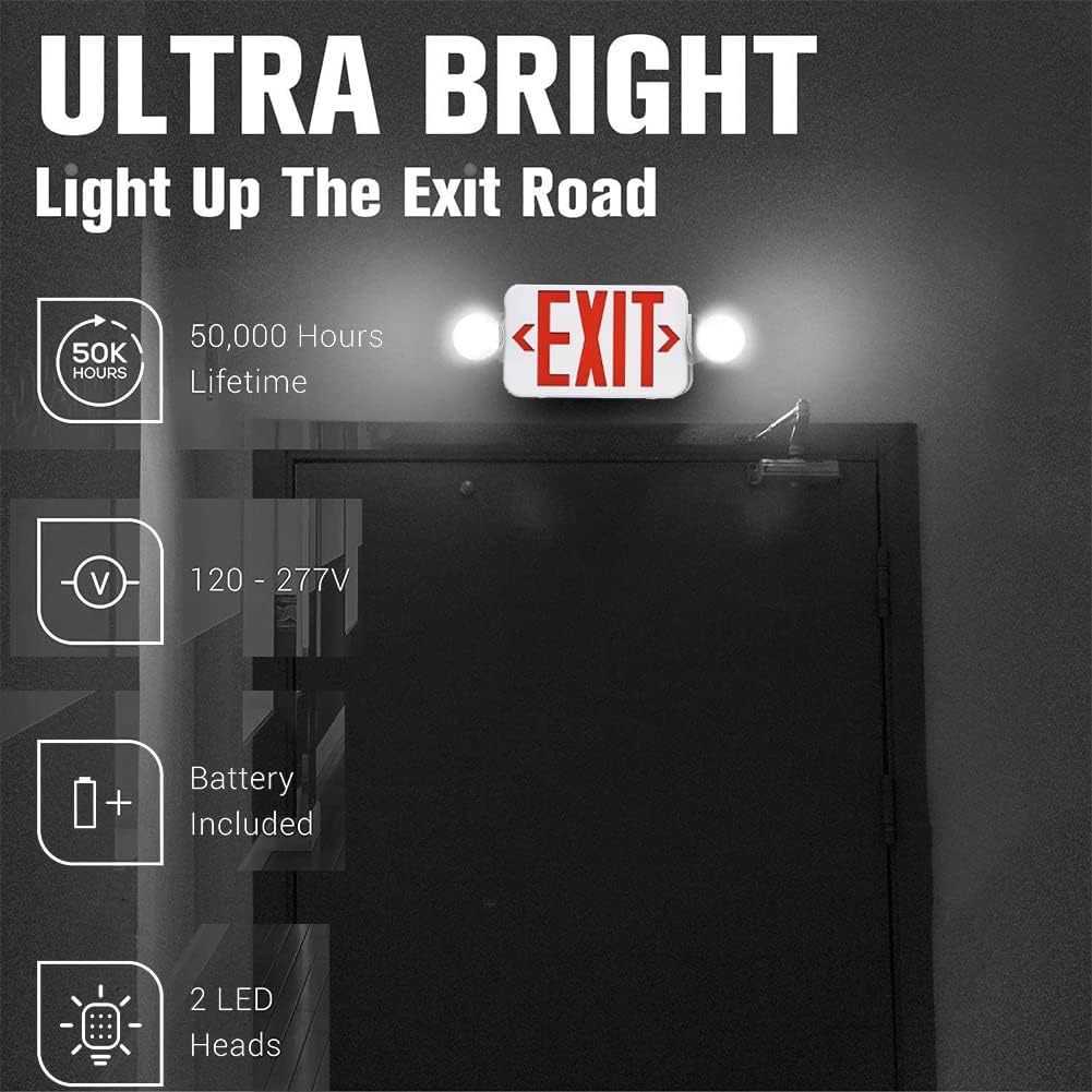 Buy 6 Pack Red LED Exit Sign with Emergency Lights, Commercial