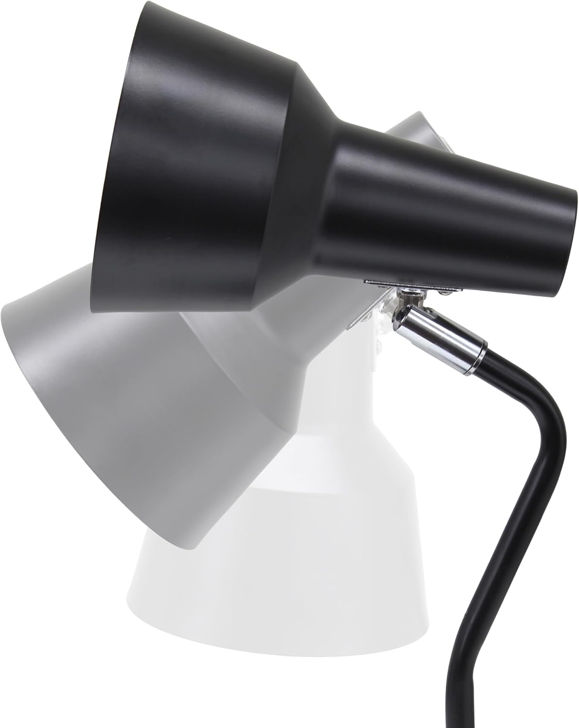 Simple Designs LD1078-BLK 15.2" Sleek Essentials Metal Cone Shade Desk Lamp with Adjustable Shade, for Office, Desk, Nightstand, Dorm, Black