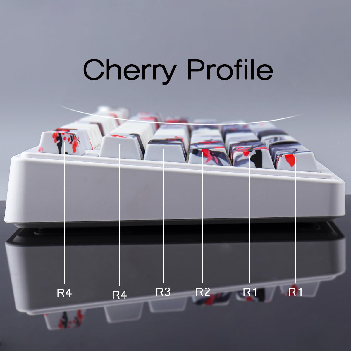 PBT Keycaps 130 klawiszy Double Shot Plum Blossom Keycaps, Shine Through Side Printed Keycaps, Cherry Profile Dye Sublimacja, Custom Keycap for Cherry MX Switch Mechanical Keyboards