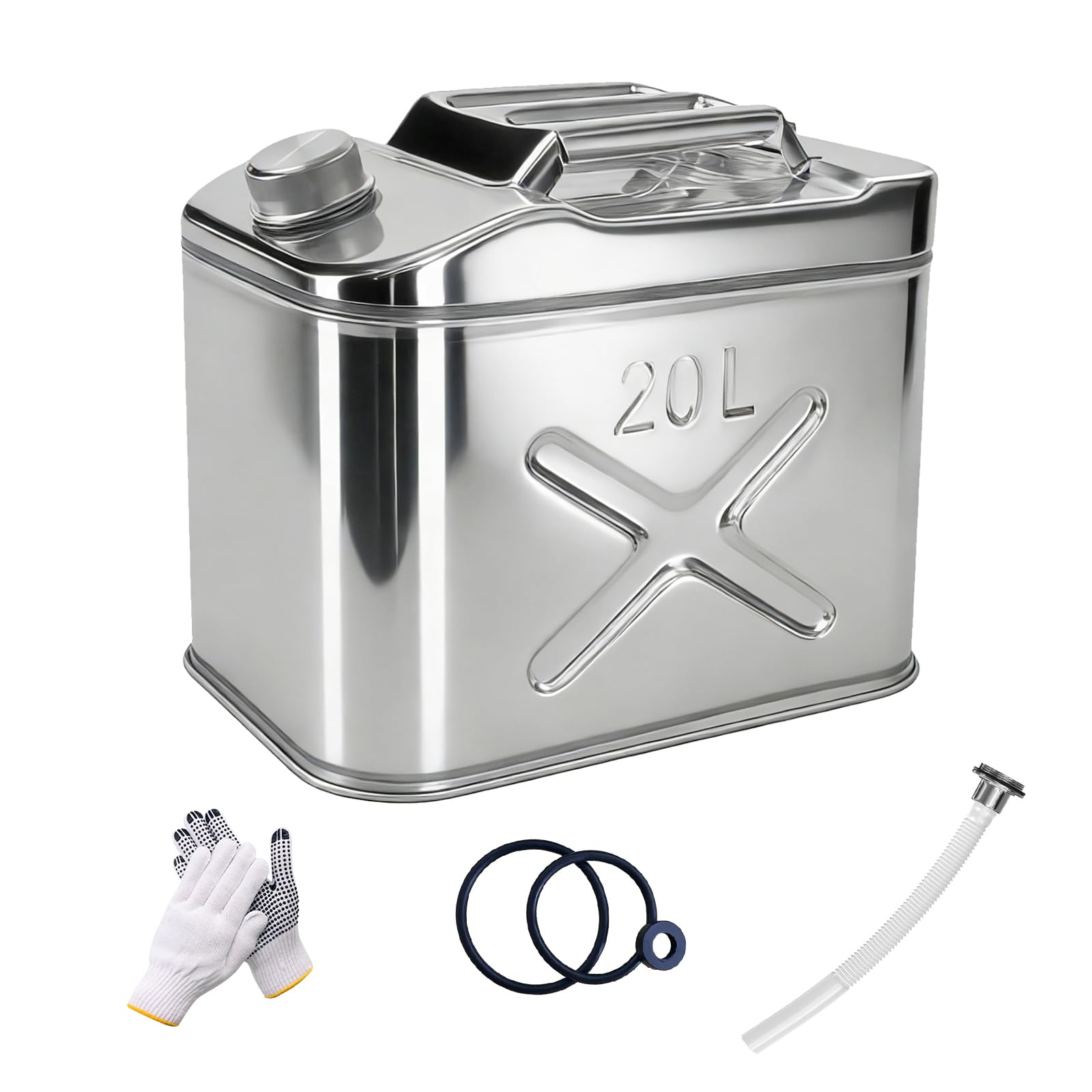 5 Gallon 304 Stainless Steel Water Jug - Portable SS Water Storage Container With 0.8mm Thick Wall Storing Or Transporting Water For Emergency Readiness, Camping, Boating, RV cabinet And Outdoor Use