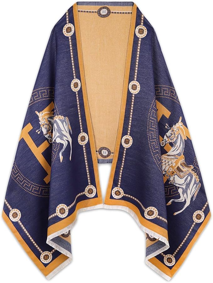 Relang Scarfs for Women Pashmina Silky Shawl Wrap for Evening Dressing Blanket Open Front Poncho Cape