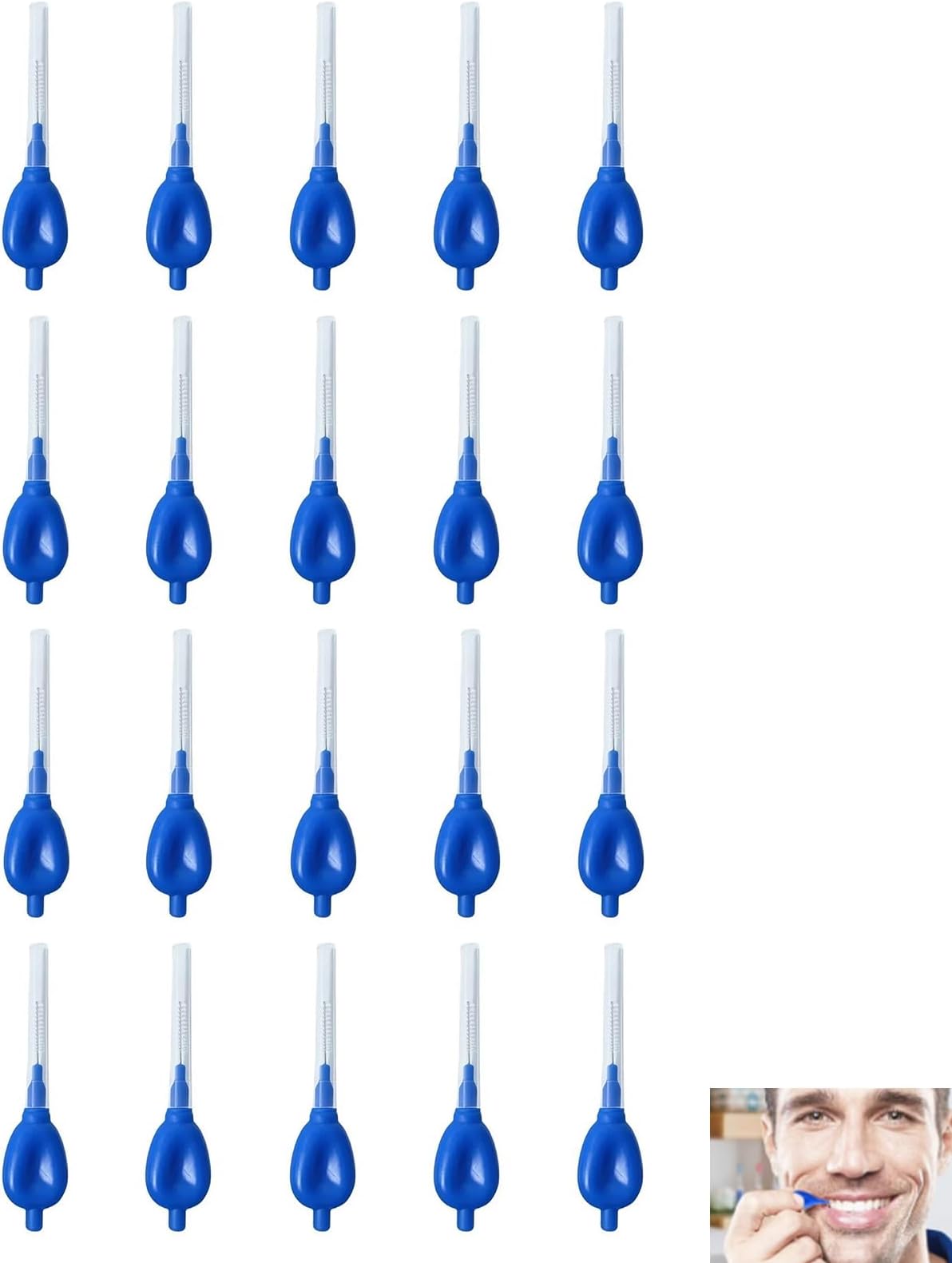 – 20 PCS 1.1mm Interdental Brushes, Interdental Brush Blue, Efficient Cleaning Between Teeth, Plaque Remover for Large Gaps, Dental Flosser for Healthy Teeth Gums, Ideal for Implants, Crowns