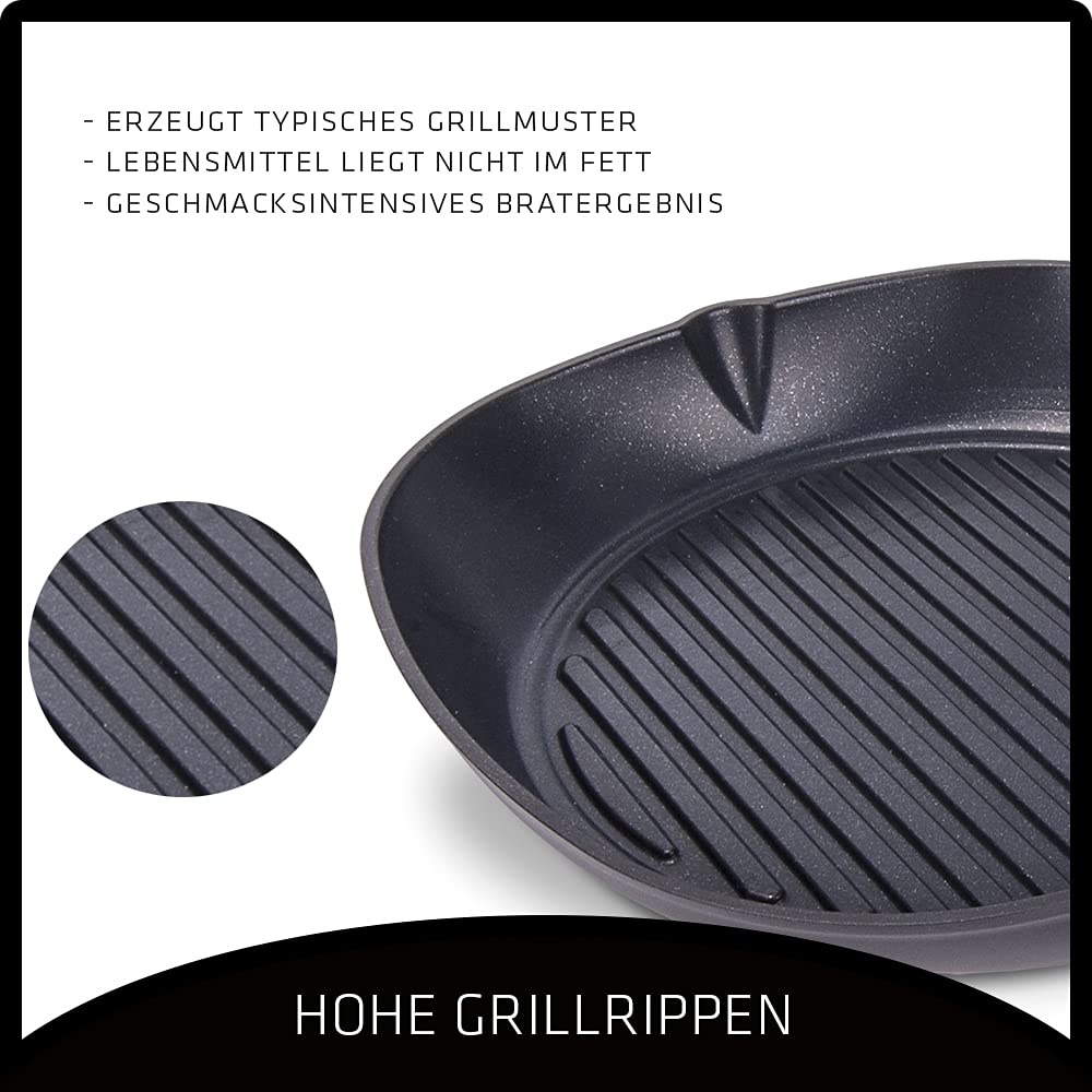 Berndes b.iron Grillpfanne 27x27 cm – langlebiges Gusseisen, hoch erhitzbar & energiesparend - für alle Herdarten geeignet - mit Ausgießer & Gegengriff - 100% plastikfrei verpackt