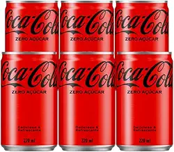 Pack de Coca-Cola sem açucar Lata 220mL 6 unidades