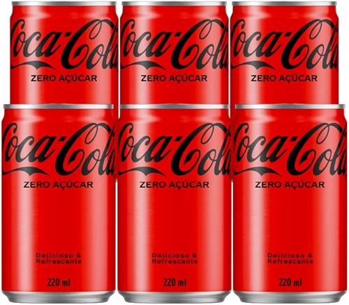 Pack de Coca-Cola sem açucar Lata 220mL 6 unidades