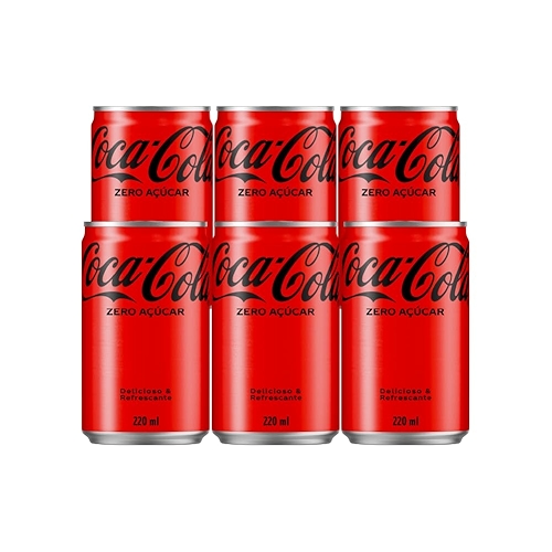 Pack de Coca-Cola sem açucar Lata 220mL 6 unidades