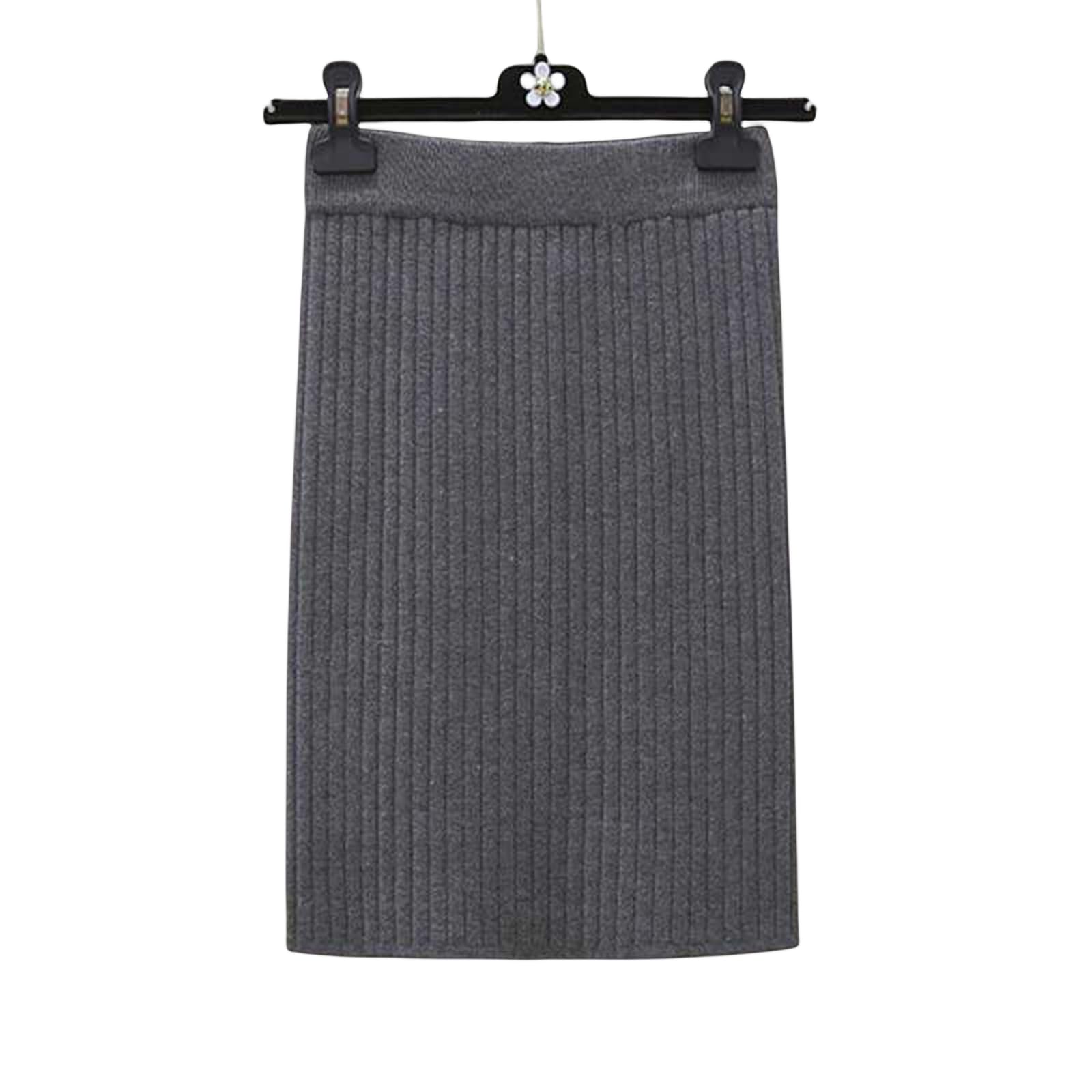 TEidea Spódnice damskie, retro, wysoka talia, gruba dzianinowa spódnica midi z elastycznym ściągaczem i eleganckimi plisami w czterech długościach