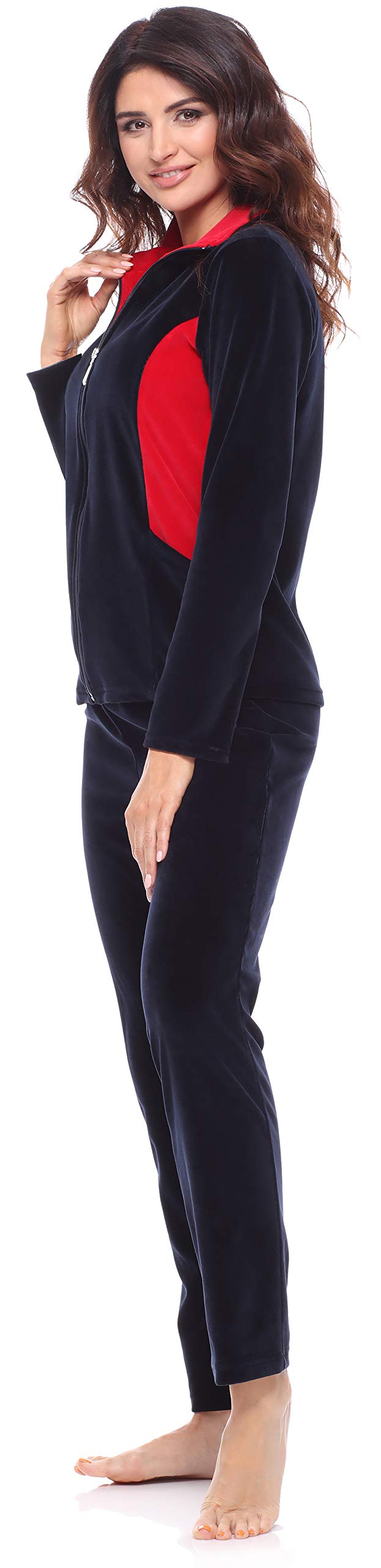 Merry Style Dres Damski z Weluru MSMG001 (Navy Niebieski Czerwony(1726), 3XL)