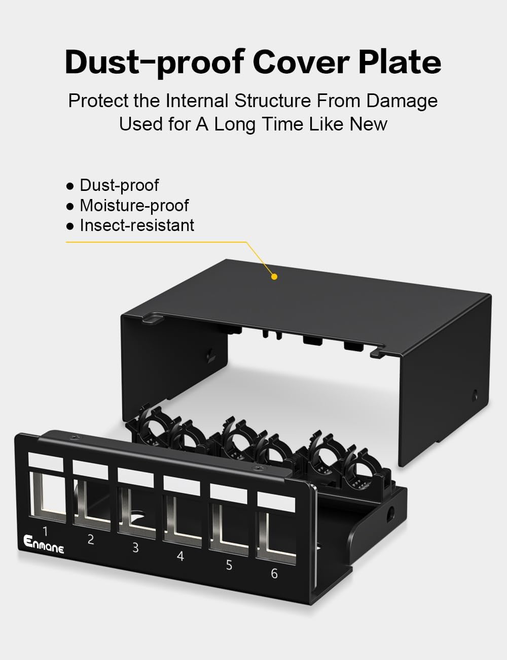 6 Port Patch Panel Blank Keystone Patch Panel STP&UTP Compatible with LC/SC/ST/FC/USB/HDMI Keystone Jack for Desk Mount Home Ethernet Termination Box