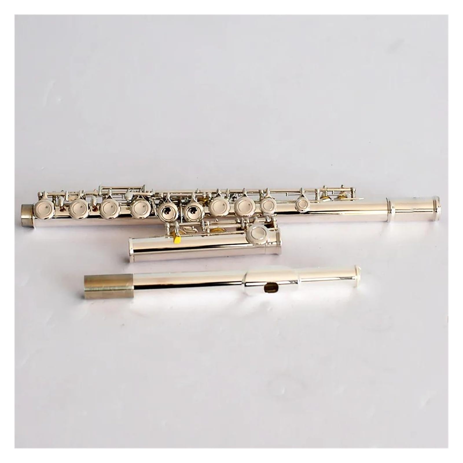 Flauta De Cuerpo Niquelado De Cuproníquel, Instrumento De Flauta De Tono C Con Orificio Cerrado De 16 Agujeros Con Estuche Flauta Travesera Kit