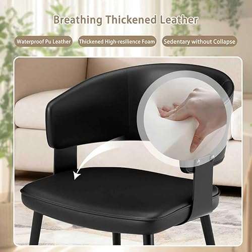 Miniatura 4 de Juego de 2 sillas de comedor modernas, cómodas sillas de comedor, respaldo curvo, marco de metal negro, para comedor, sala de estar, dormitorio,