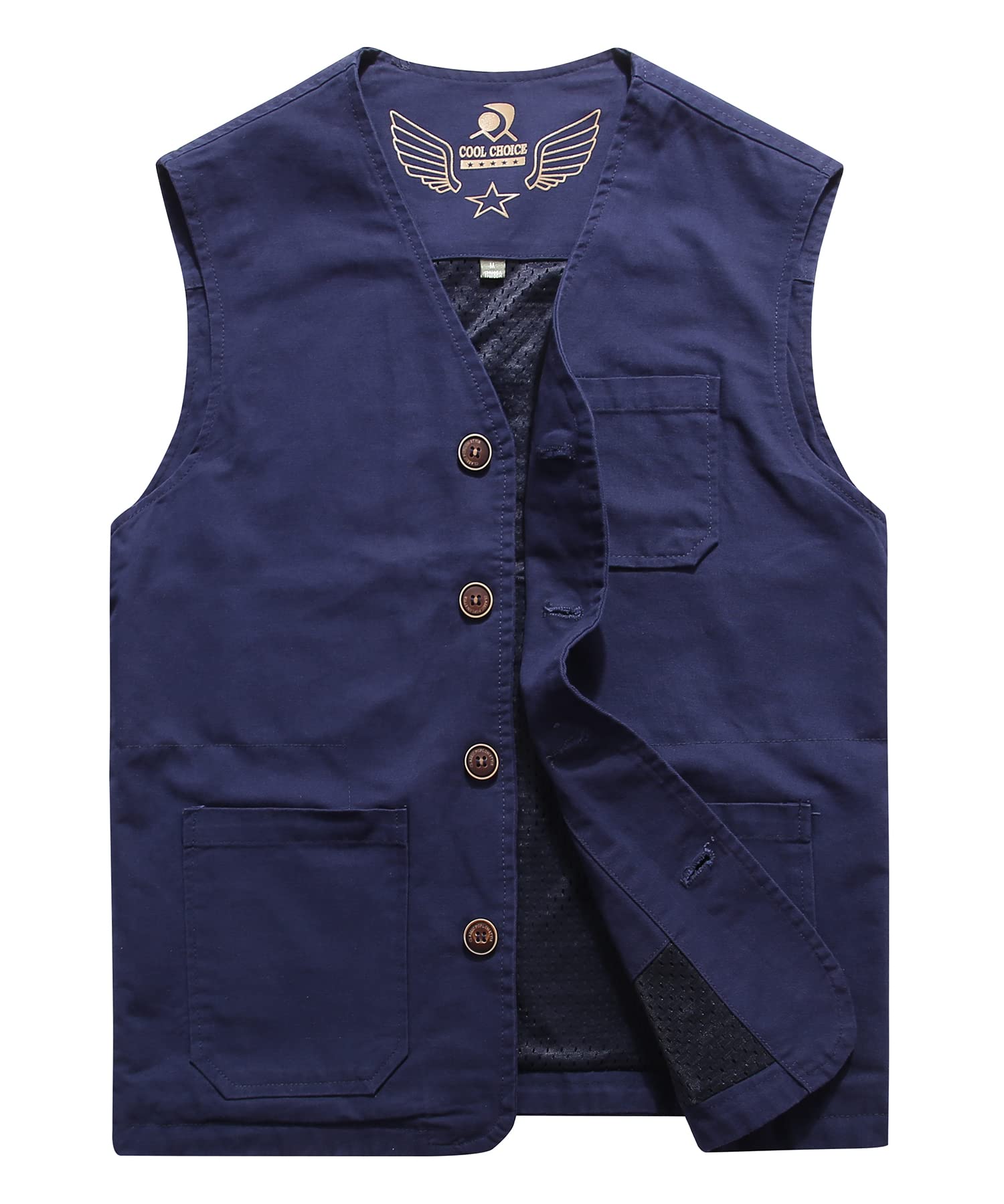 Gilet da Caccia Trekking Safari Uomo Cotone Gilet da Pesca Multi-tasca Fotografia Giacca senza Maniche da Lavoro