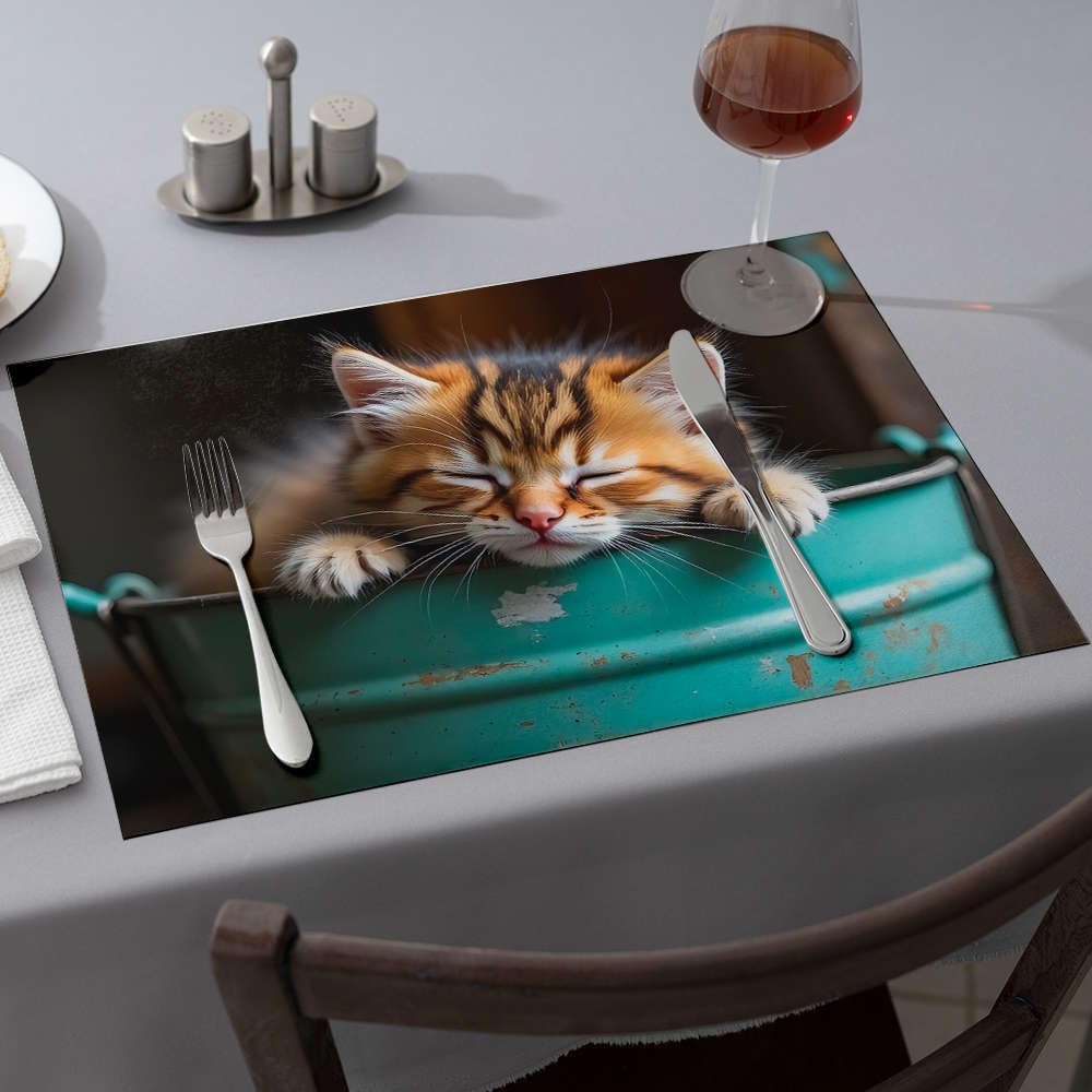 Chemins de table chaton endormi lot de 6 pour une ambiance douce chez soi