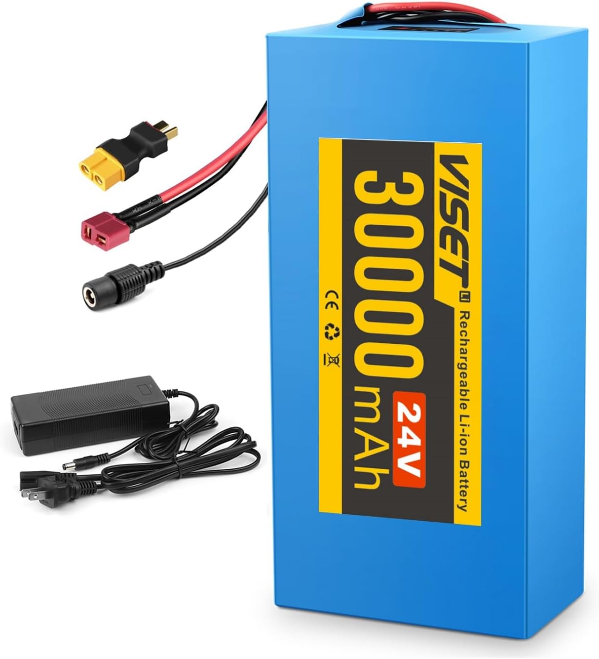 VISET 48V/36V/24V Ebike Battery 10AH 14AH 20AH 30AH Electric Battery Lithium with BMS, Compatible with E-Bikes, Scooters, ATVs, Motorcycles and More, for 100-1000W Motor