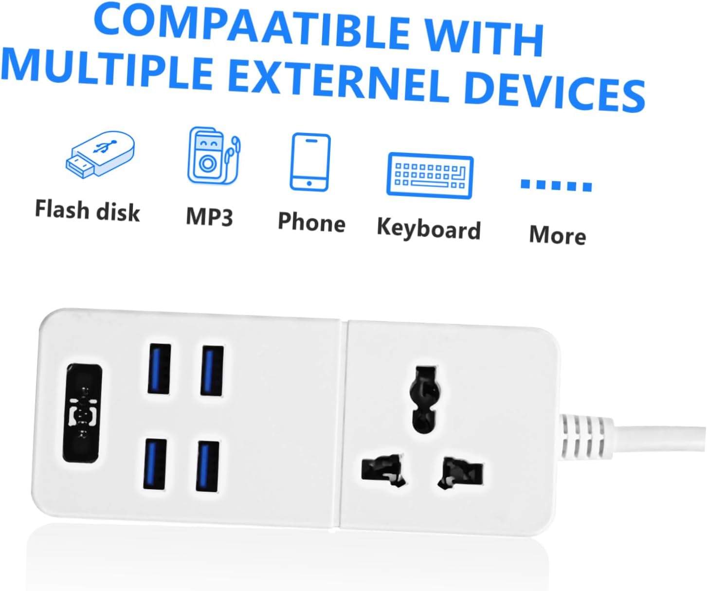 OSALADI 1pc USB Charging USB Ports for and Office Protector Us White Design for Charging of Multiple