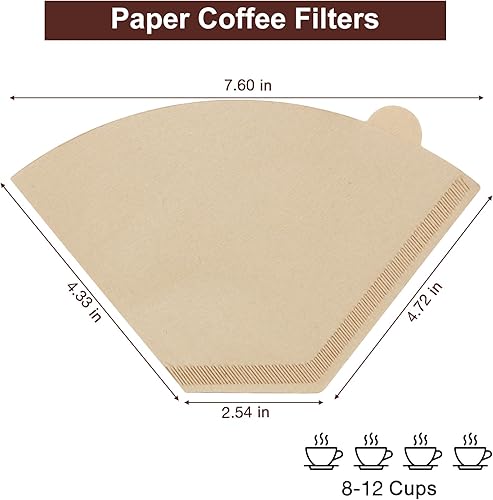 Miniatura 3 de Filtros de café 4 conos, 100 unidades de filtro desechable sin blanquear para cafetera por goteo, filtros de papel de café de 8 a 12 tazas, filtros