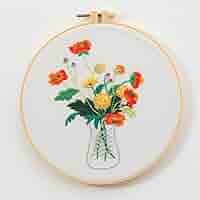 Amazon | 初心者向けの花瓶と花柄の刺繍キット、大人の手作り