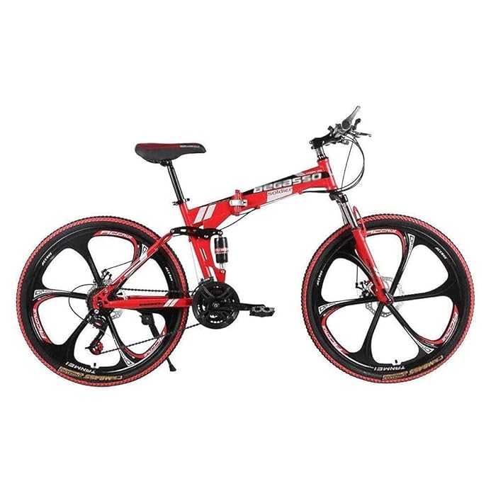 26" Mountain Bike Wheel MTB 21 Speed Adult Bicycle Folding Bike Black & Sliver E
