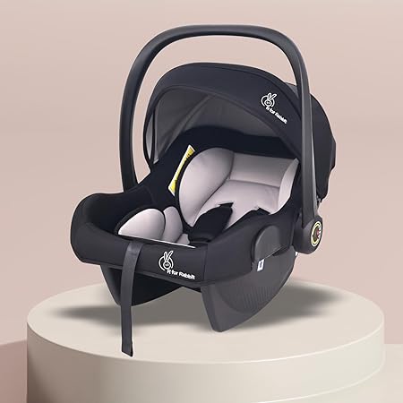 R for Rabbit Picaboo NXG Baby Carry Cot, 4 in 1 Multi Purpose Kids Carry Cot, Infant Car Seat, Rocker for Infant Babies of 0 to 15 Months & Weight Capacity Upto 13 Kgs | (Black Grey)